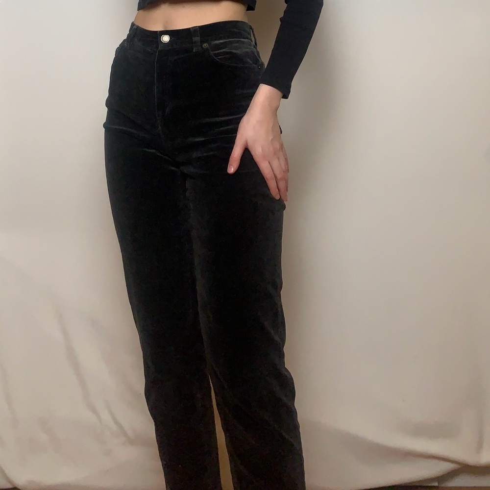 Y2K Lauren Ralph Lauren High Rise‎ Black Velvet Pants 4P